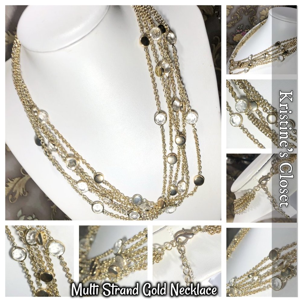 Multi Stand Gold Costume Necklace